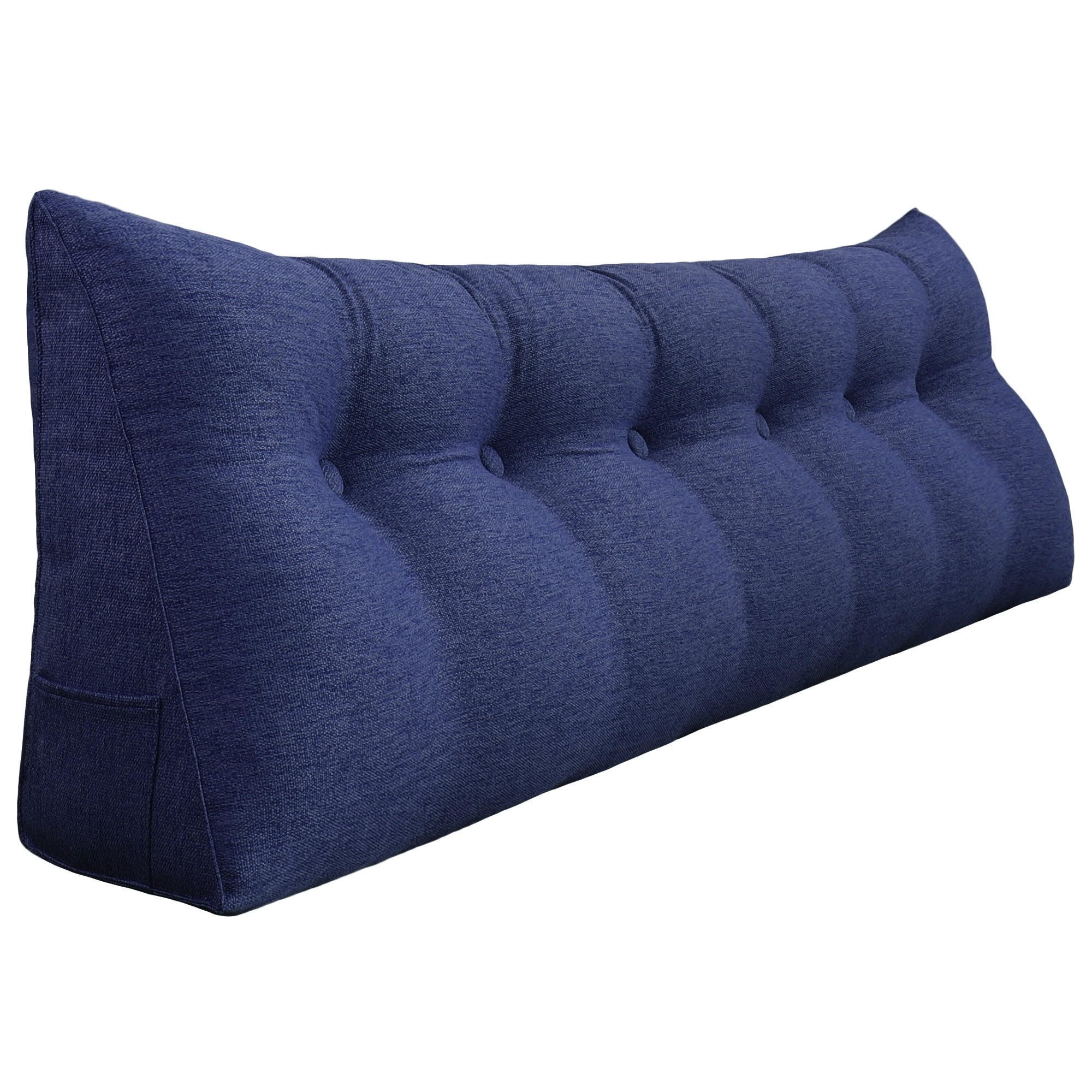 RÜCKENKISSEN für Bett Leinenlook Blau 180 cm - Blau, Textil (50/180cm) - Vercart