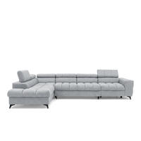 ECKSOFA PUDDING MAXI L Links mit Schlaffunktion 125x195 Velours Hellgrau - Hellgrau/Schwarz, Holz/Textil (203/350cm) - Muffo