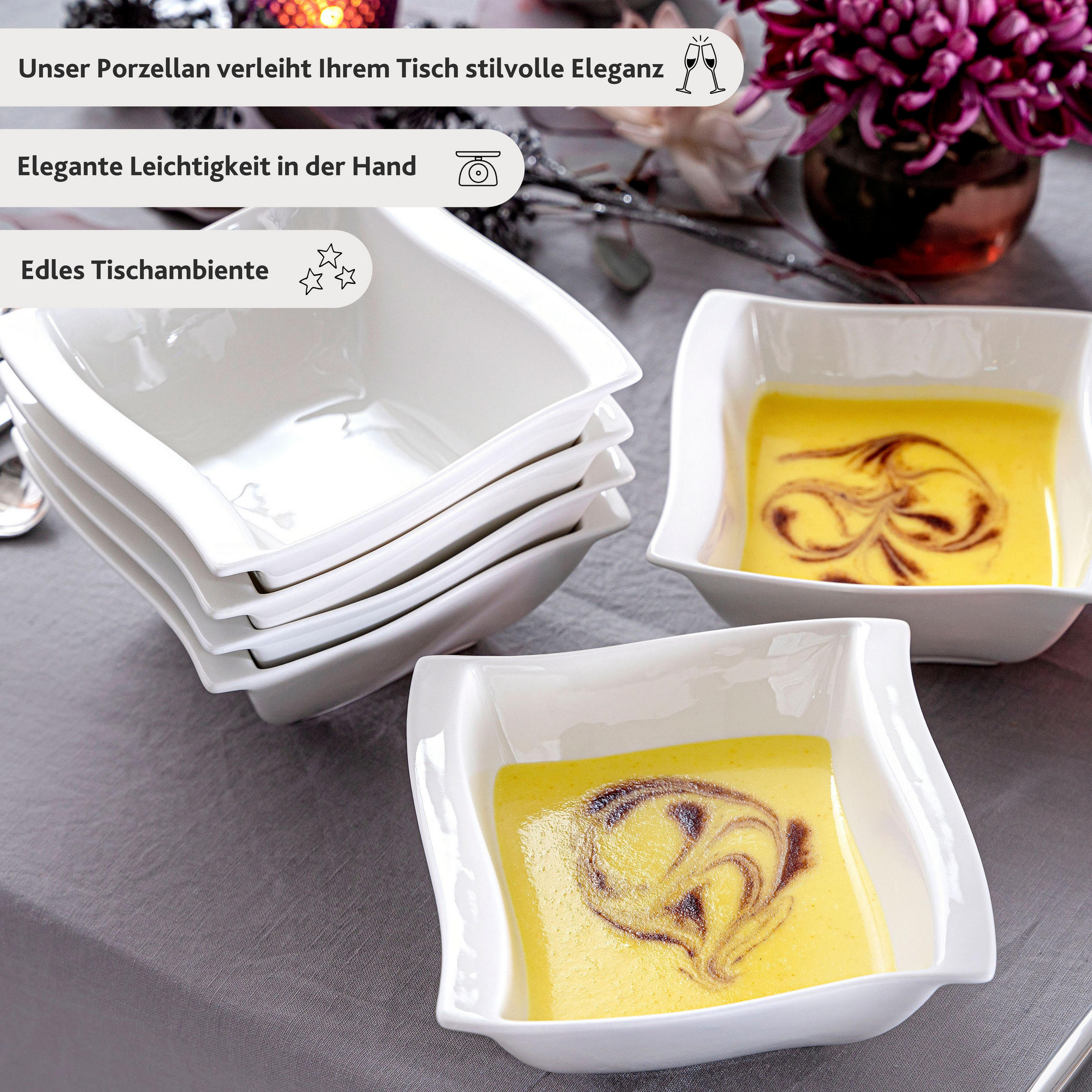 MÜSLISCHALEN SET PARIS 6 teilig aus Porzellan - Weiß, Keramik (14cm) - Sänger