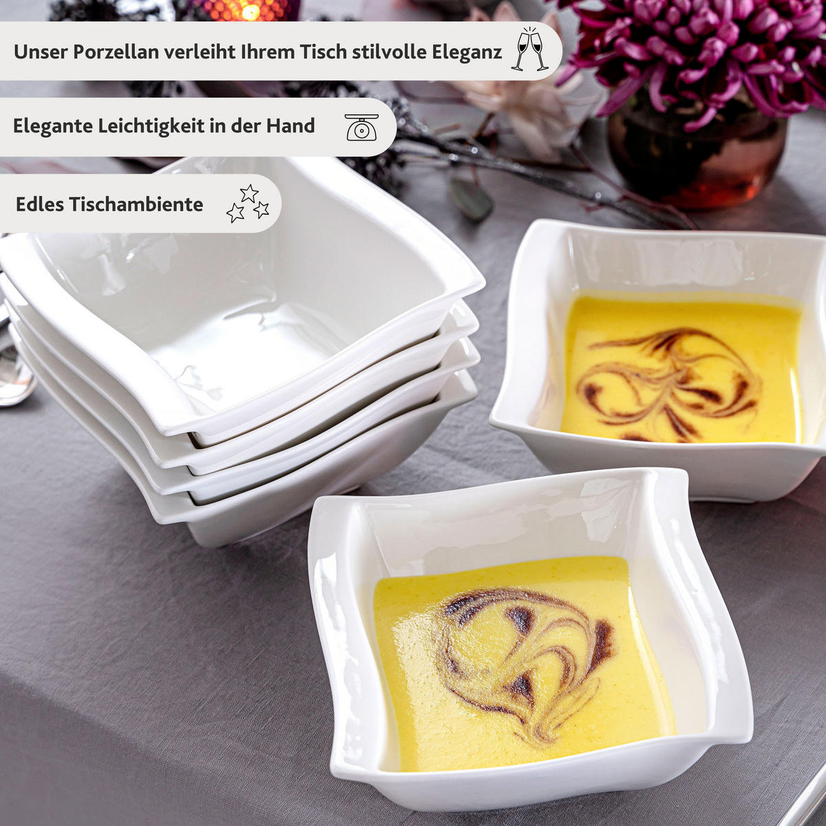 MÜSLISCHALEN SET PARIS 6 teilig aus Porzellan - Weiß, Keramik (14cm) - Sänger
