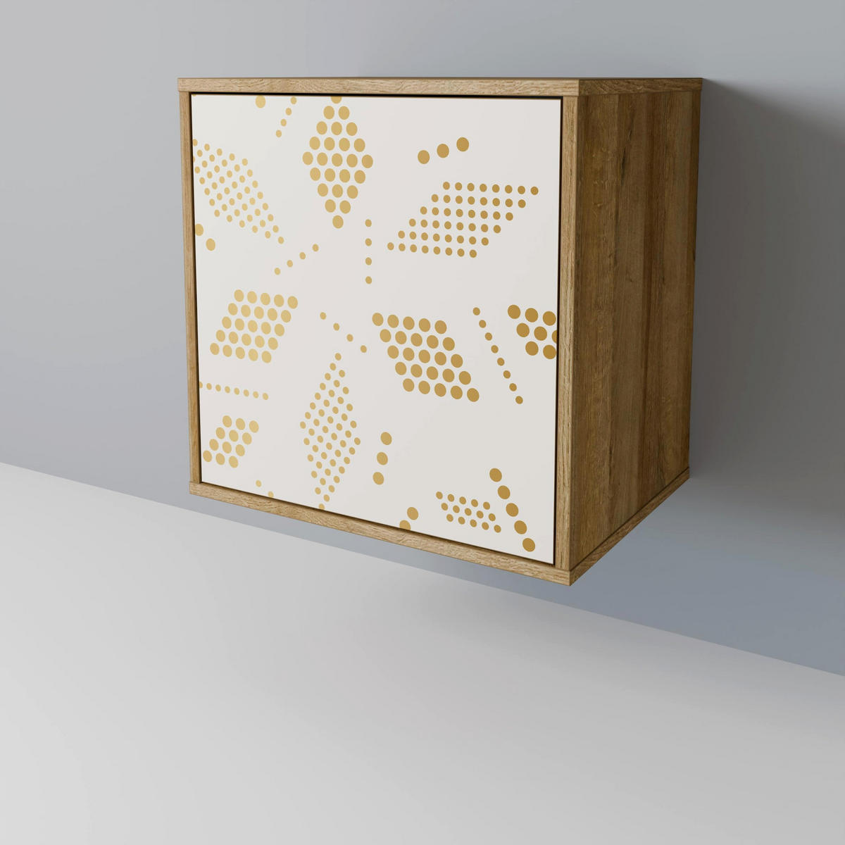 SIDEBOARD SPOTTED DAZE, Eichefarben, 57,5x42x70,5 cm, Schwarze Metall-Sternfüße - Eichefarben/Multicolor, Holzwerkstoff/Metall (57.5/70.5/42cm) - SpaceRebels