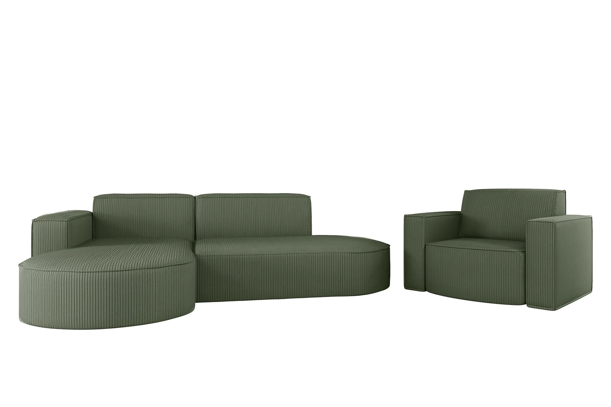 SOFASET Palma In Scala - Grün, Holzwerkstoff/Textil (236/78/165cm) - Fun Möbel