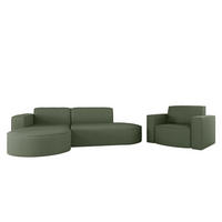 SOFASET Palma In Scala - Grün, Holzwerkstoff/Textil (236/78/165cm) - Fun Möbel