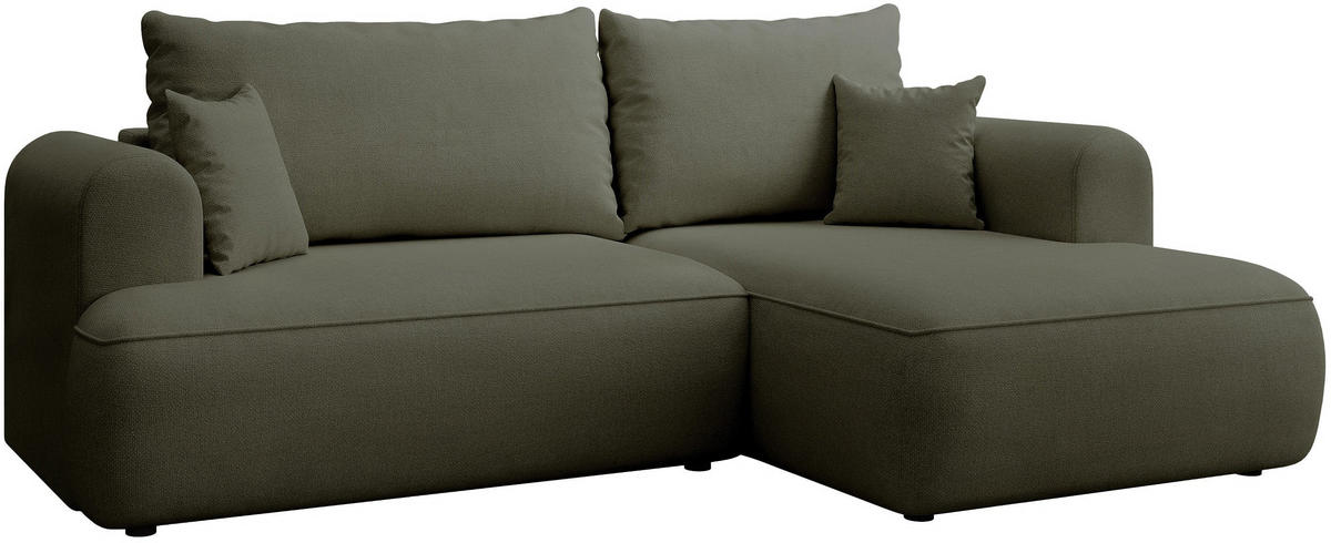 ECKSOFA Ovo Mini Olivgrün rechts - Schwarz/Olivgrün, Kunststoff/Textil (156/238cm) - Selsey