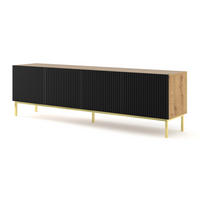 TV LOWBOARD Artisan Eiche, Schwarz, Gold 200/58/42 - Goldfarben/Schwarz, Holzwerkstoff (200/58/42cm) - RAUMHIRSCH FURNITURE