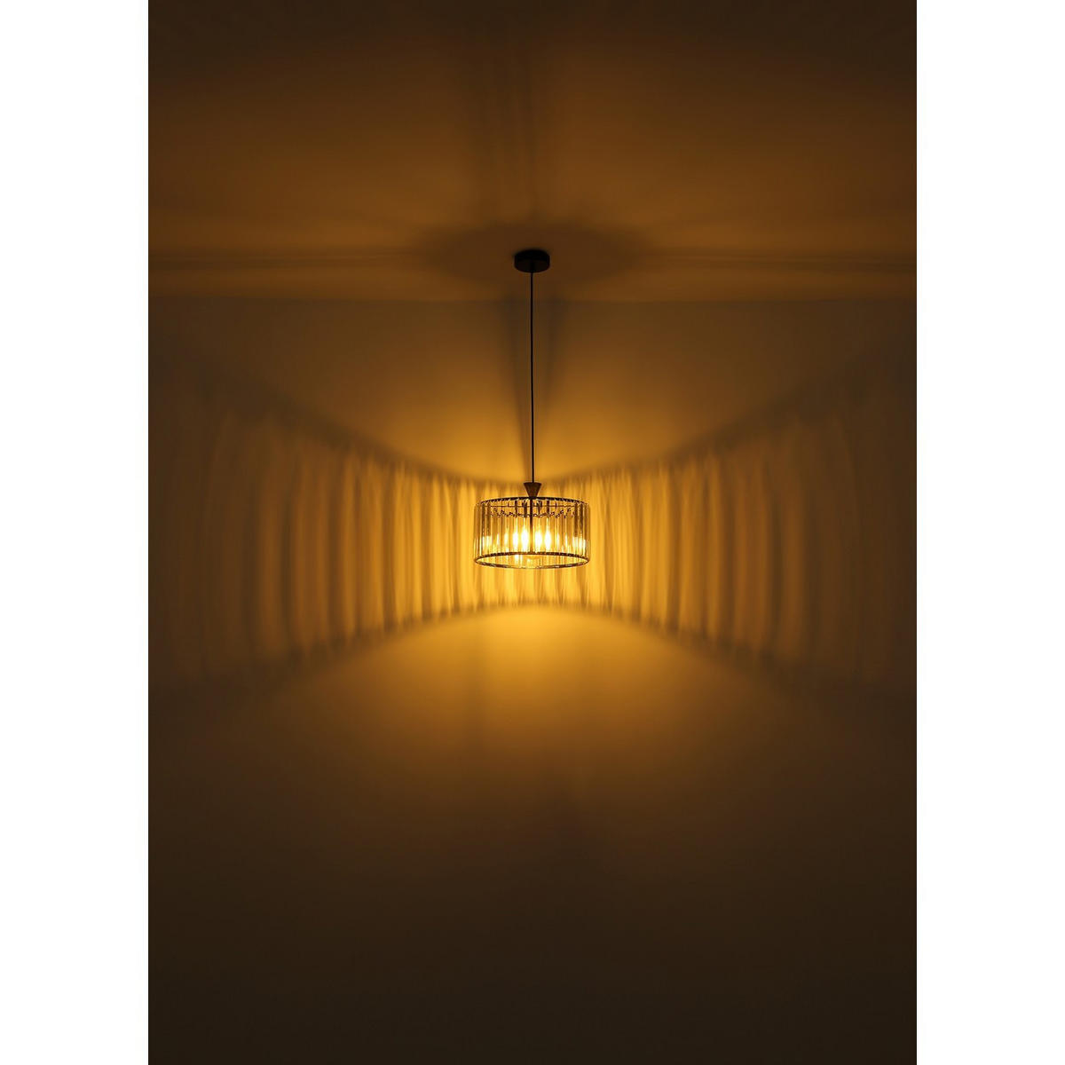 PENDELLEUCHTE Metall Schwarz-matt Kristalle - Schwarz, Metall (31/31/120cm) - Globo Lighting