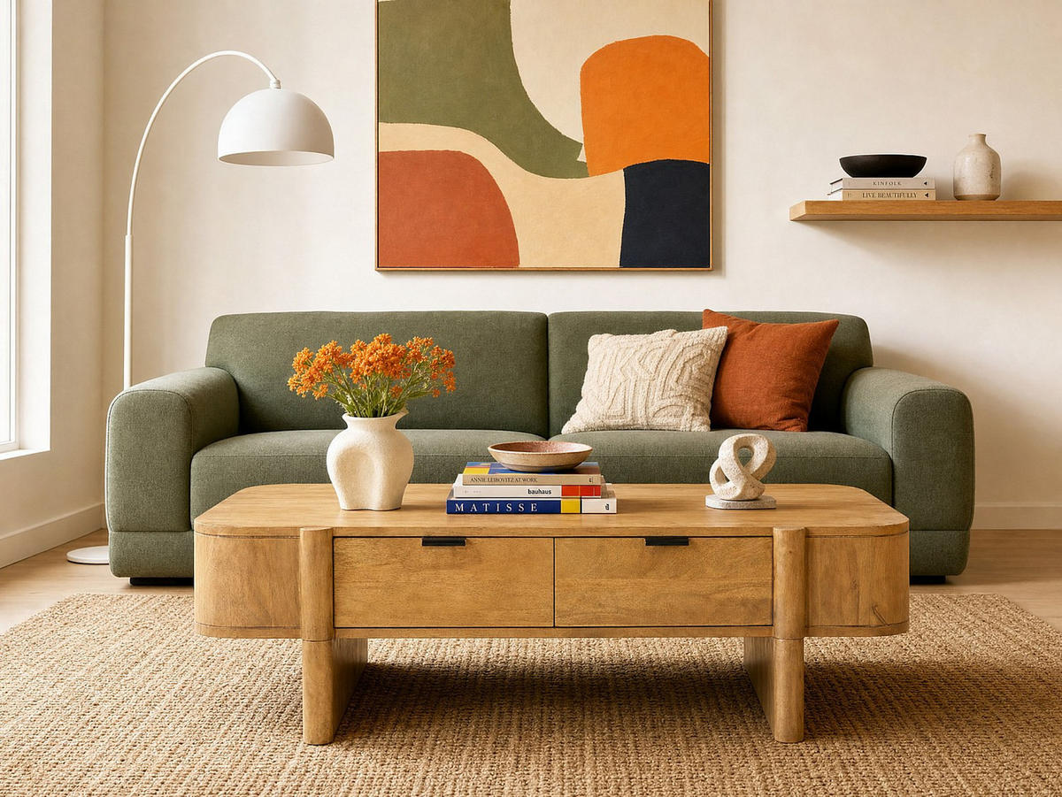 COUCHTISCH - 120 cm x 70 cm - Holz, Platte - Naturfarben Hell MELYRAN - Naturfarben, Holz (70/120/36cm) - Vente-Unique