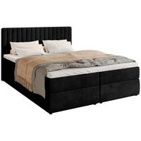 BOXBETT Dream mit Topper 140/200 Schwarz - Schwarz, Holzwerkstoff/Textil (140/200cm) - Bromarkt