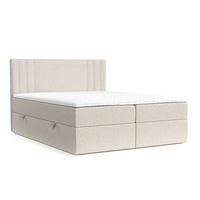 BOXBETT Mallo Beige 160/200 cm mit Matratze und Topper - Beige/Schwarz, Holz/Holzwerkstoff (160/200cm) - Maison de Reve