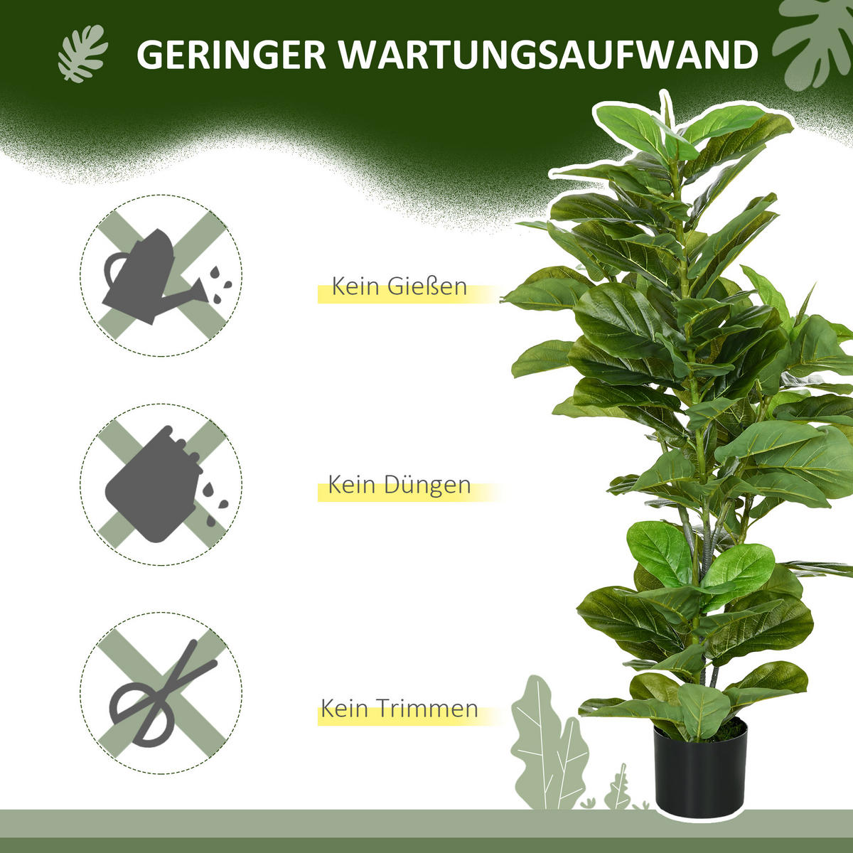 KUNSTPFLANZ PEVA Metall Grün - Grün, Metall (110cm) - HOMCOM