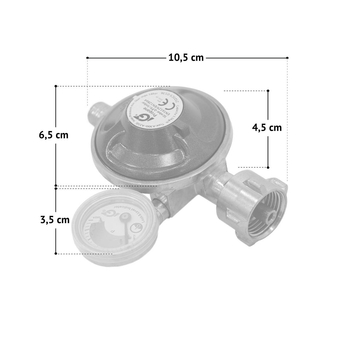 GASDRUCKREGLER mit Manometer - Silberfarben, Metall (10.5/4/10cm) - TAINO