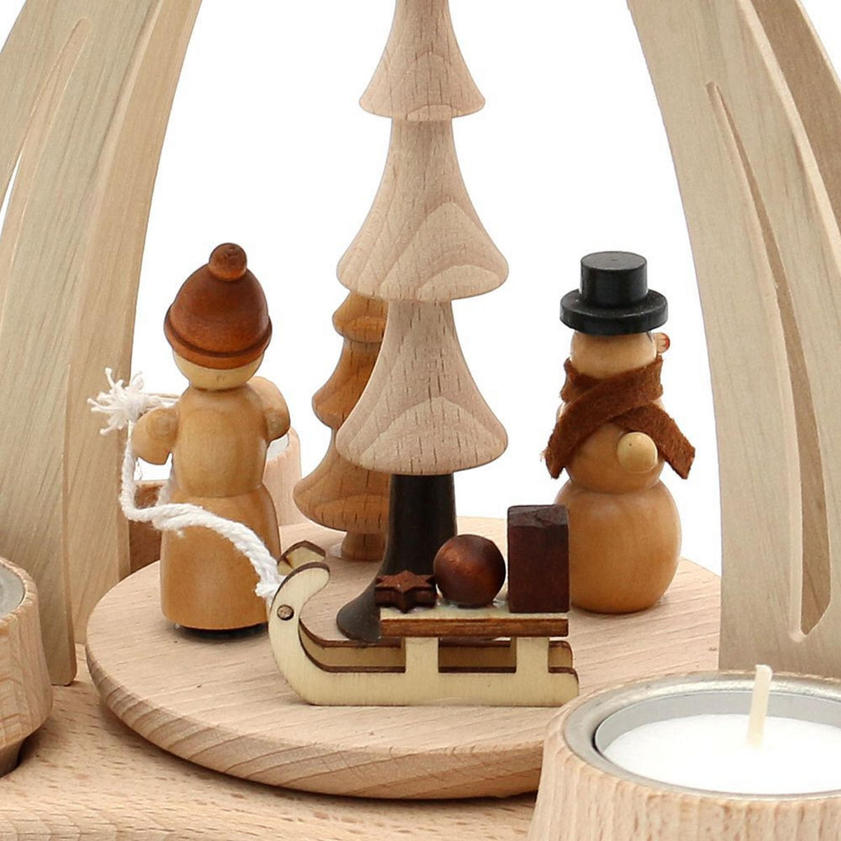 TISCH-PYRAMIDE Schneemann Weihnachtsmann 14/18/24 cm - Multicolor, Holz (0.1/24/0.1cm) - Dekoteam24