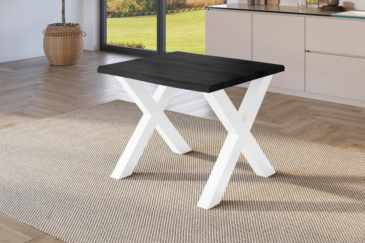 ESSTISCH JULIUS X - Dunkelgrau/Weiß, Holz (80/80/77cm) - SAM