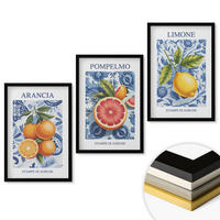 WANDBILDER 3er-Set - 40x60 cm Schwarzer Rahmen - Vintage-Illustrationen von Zitrusfrüchten - Schwarz, Kunststoff (40/60cm) - ArtPrintCave
