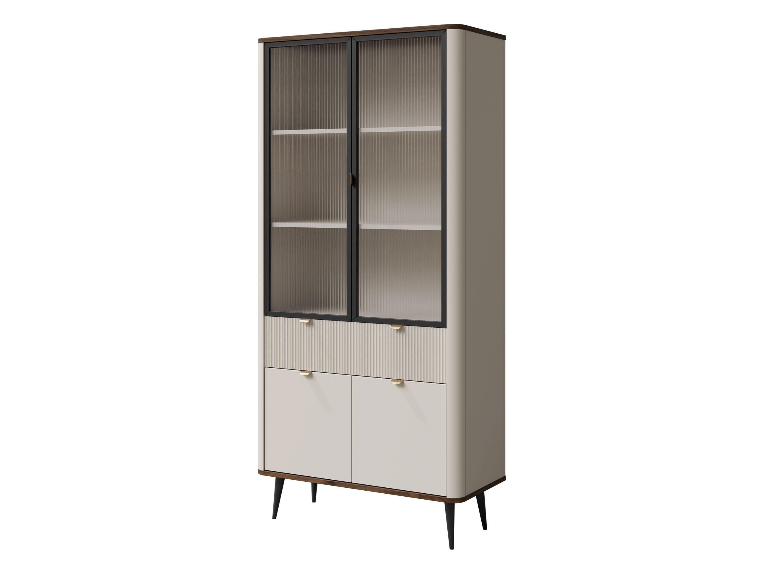 VITRINE Marly 1SD2W RE02 - Kaschmir/Goldfarben, Holzwerkstoff/Metall (90/191/40cm) - MIRJAN24