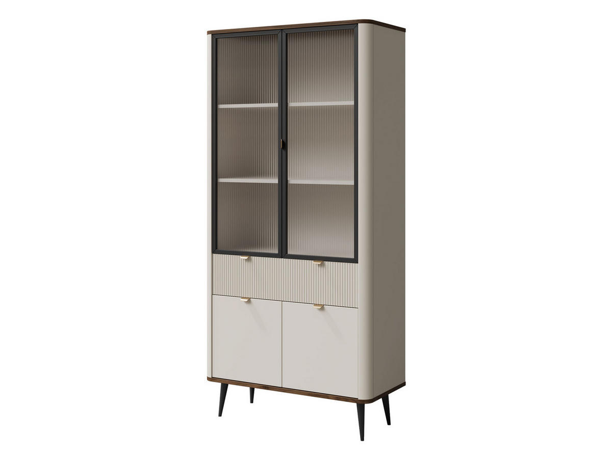 VITRINE Marly 1SD2W RE02 - Kaschmir/Goldfarben, Holzwerkstoff/Metall (90/191/40cm) - MIRJAN24