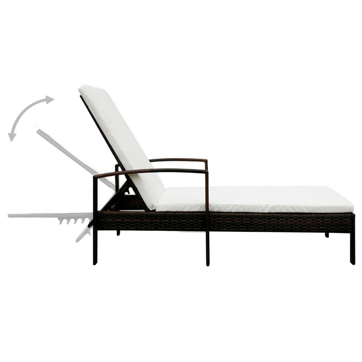 SONNENLIEGE mit Auflage Poly Rattan Braun - Braun, Kunststoff (68/95/195cm) - furnicato