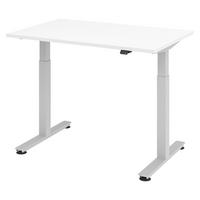 SCHREIBTISCH elektrisch XMST 80/120/74 cm in Weiß/Silberfarben - Silberfarben/Weiß, Holzwerkstoff (80/120/74cm) - bümö