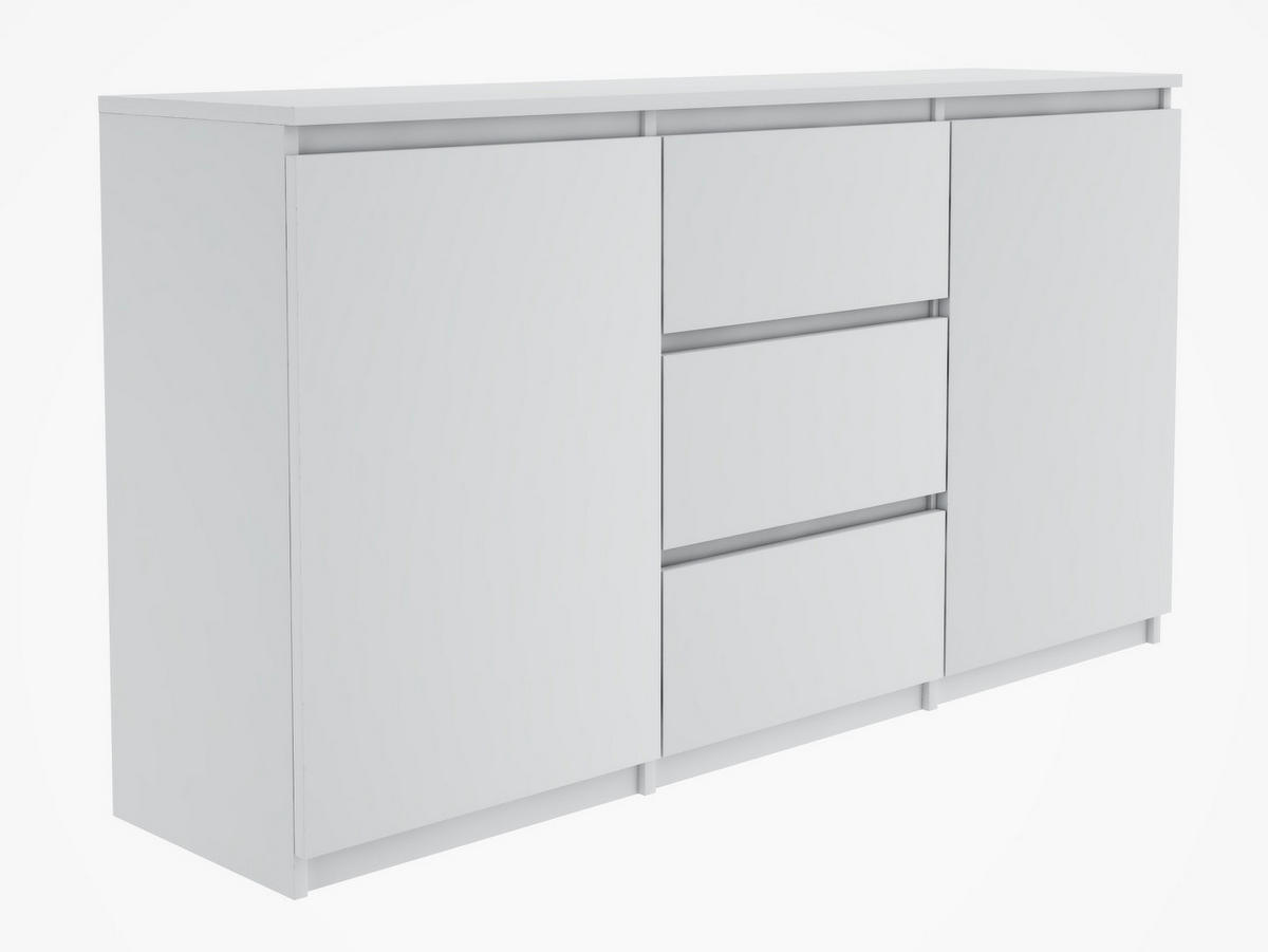 KOMMODE Weiß 120 cm – Sideboard mit 2 Türen und 3 Schubladen - Weiß, Holzwerkstoff (120/76/35cm) - EMIX24