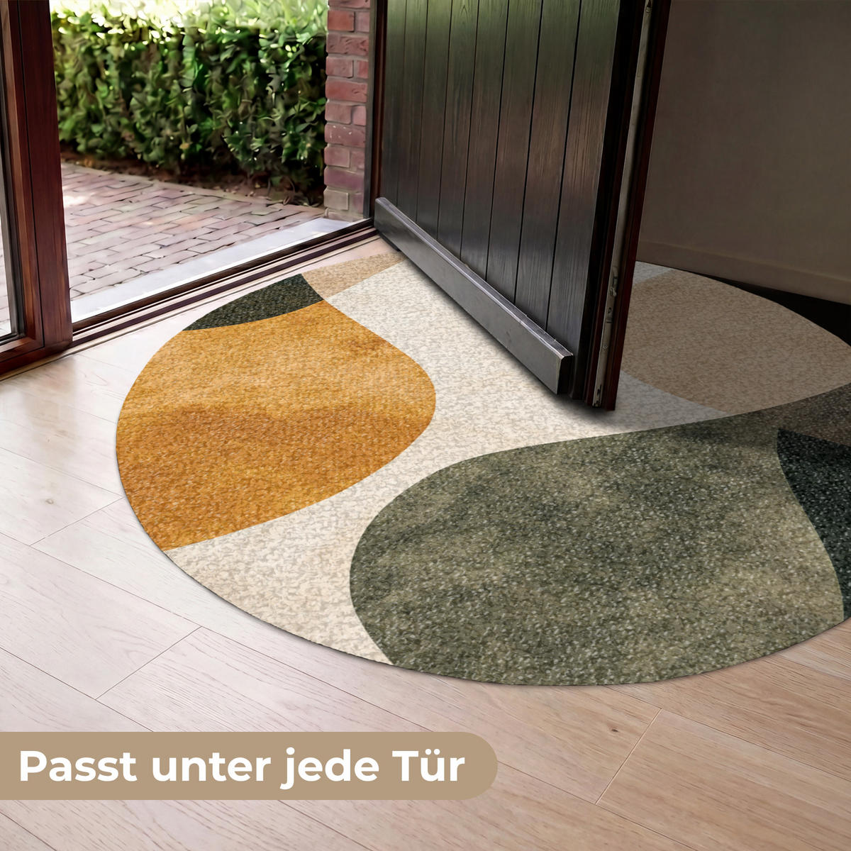 FUSSMATTE Formen - Ockergelb - Abstrakt Flurteppich 120x120 cm - Multicolor, Kunststoff (120/120cm) - MuchoWow