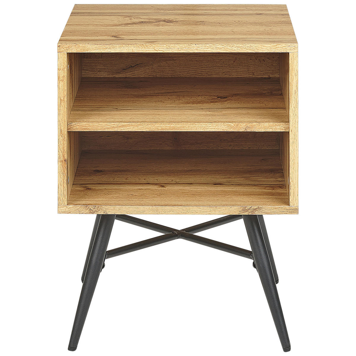 NACHTTISCH heller Holzfarbton/schwarz 40/40 cm Lubock - Hellbraun/Schwarz, Holzwerkstoff (40/55/40cm) - Beliani