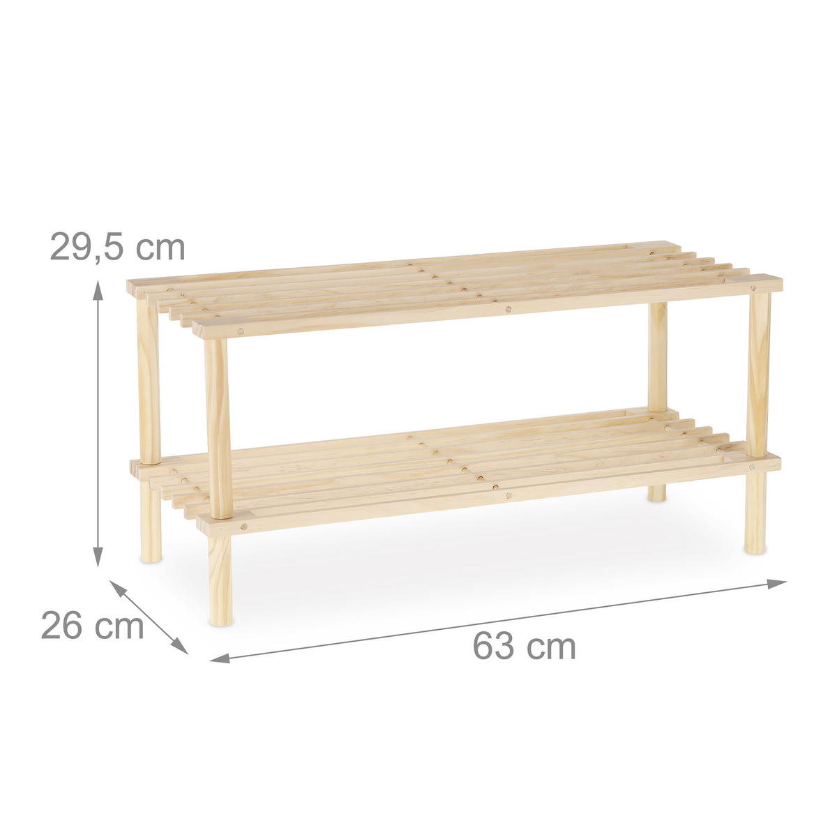 SCHUHREGAL - Hellbraun, Holz (63/29.5/26cm) - Relaxdays