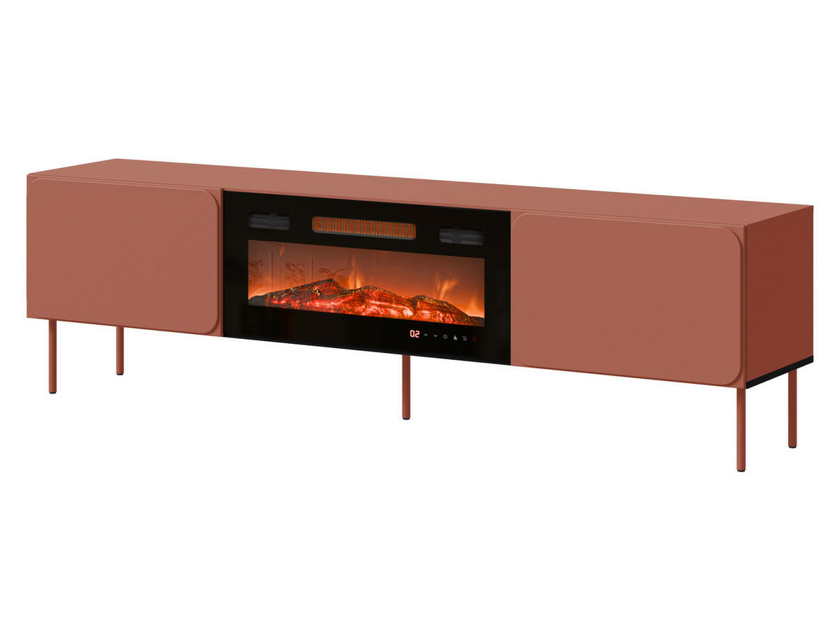TV-LOWBOARD Rafael 200 EF mit Kamin - Rot, Holzwerkstoff/Metall (200/58/40cm) - MIRJAN24