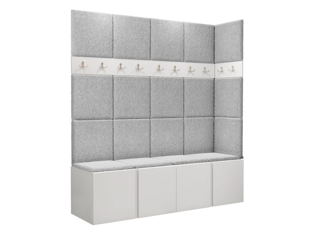 GARDEROBEN-SET Orion II - Hellgrau/Weiß, Holzwerkstoff/Kunststoff (168/186/46cm) - MIRJAN24