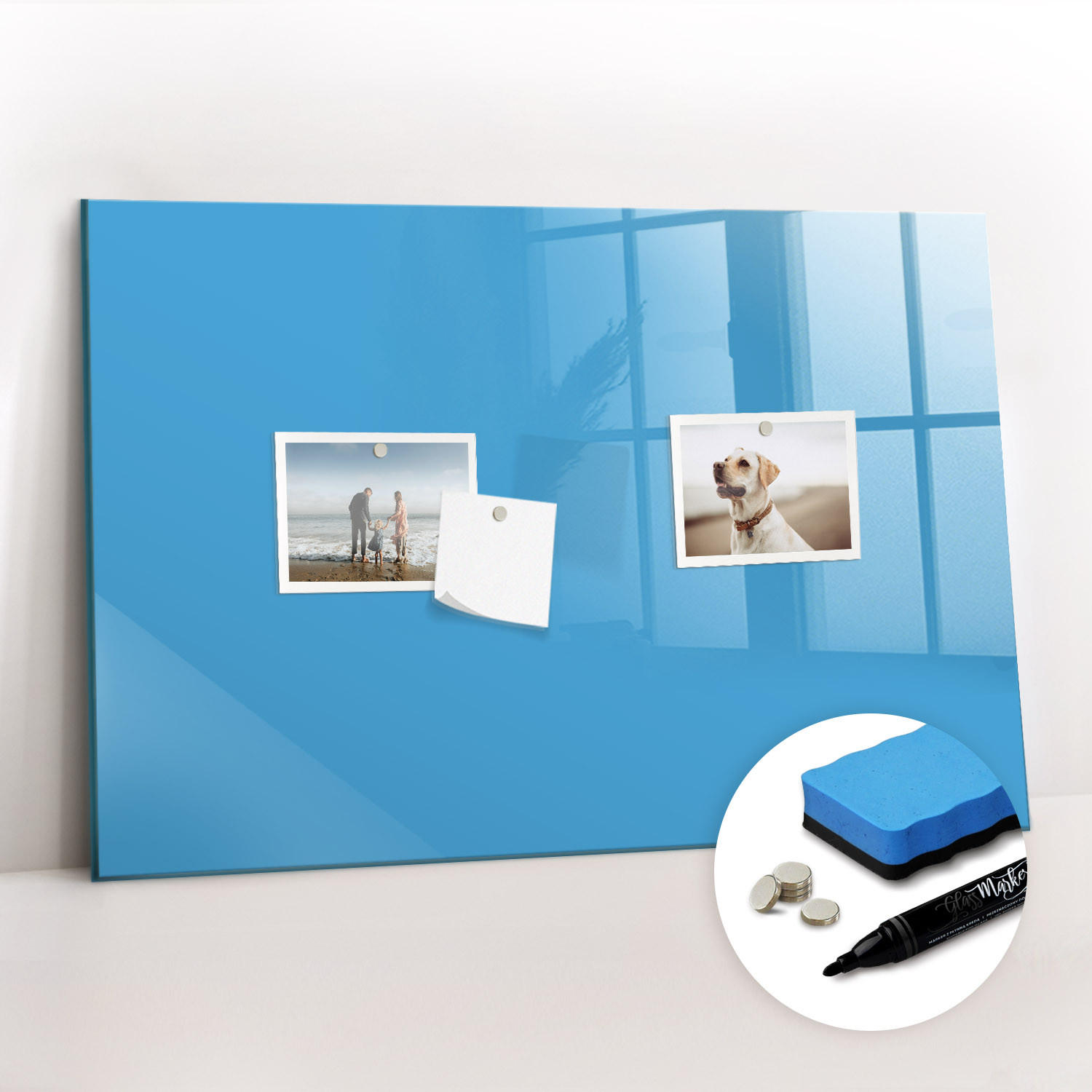 MAGNETTAFEL 60x40 Blau schwarzer Marker - Blau, Glas (60/0.4/40cm) - TULUP