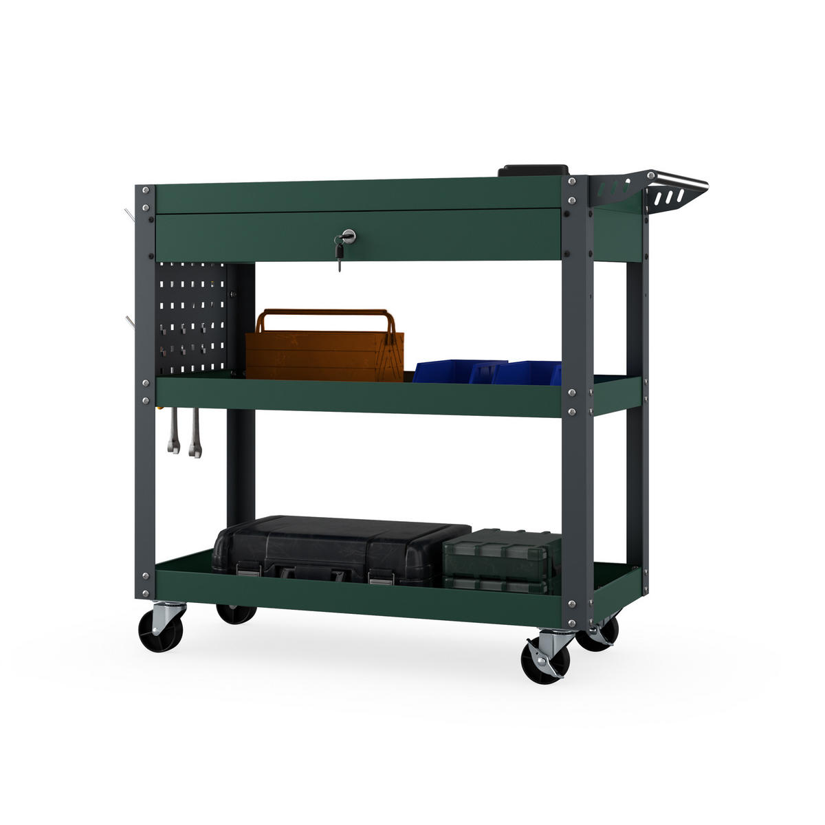 WERKSTATT-WERKZEUGWAGEN FRED 80x80x38 cm - Grün, Metall (80/80/38cm)