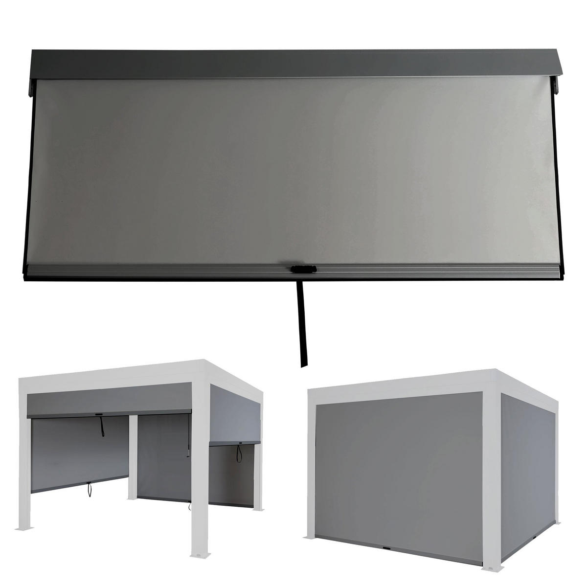 SEITENWAND 4er-Set für Pergola 3x3m 205x270cm Anthrazit - Anthrazit, Textil (270/205/1cm) - BERLINLODGE