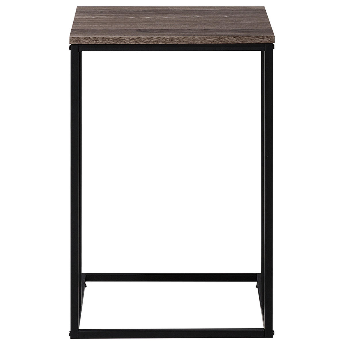BEISTELLTISCH Holzoptik taupe quadratisch 40/40 cm Troy - Dunkelbraun/Schwarz, Holzwerkstoff (40/40/61cm) - Beliani