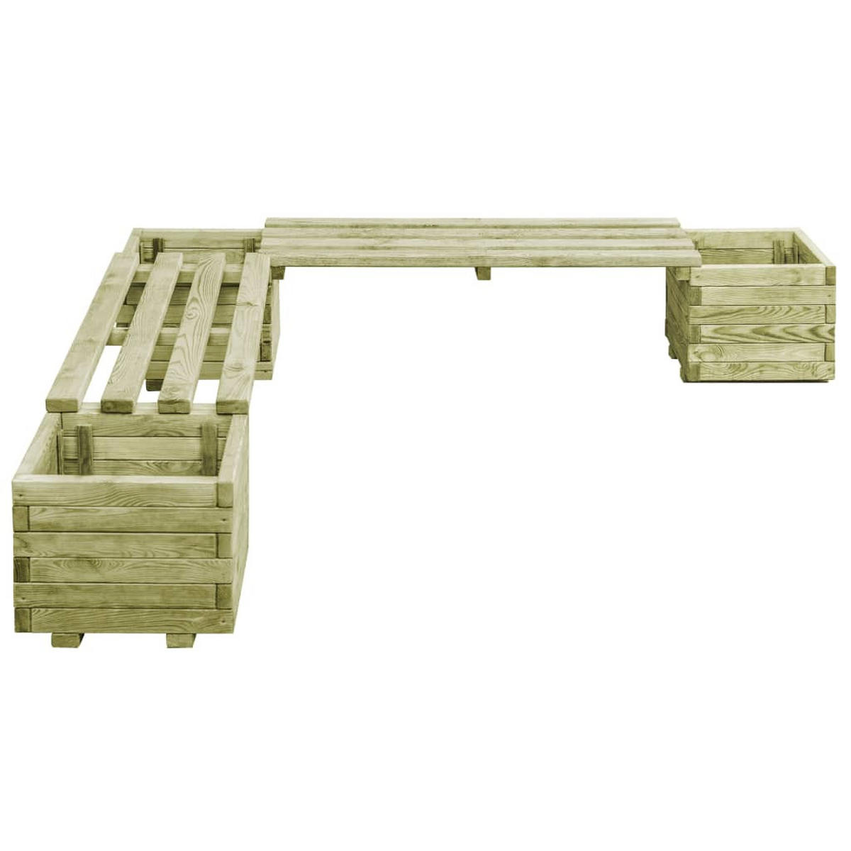 GARTENBANK mit Pflanzgefäßen Kiefernholz Imprägniert - Grün, Holz (196/36/196cm)