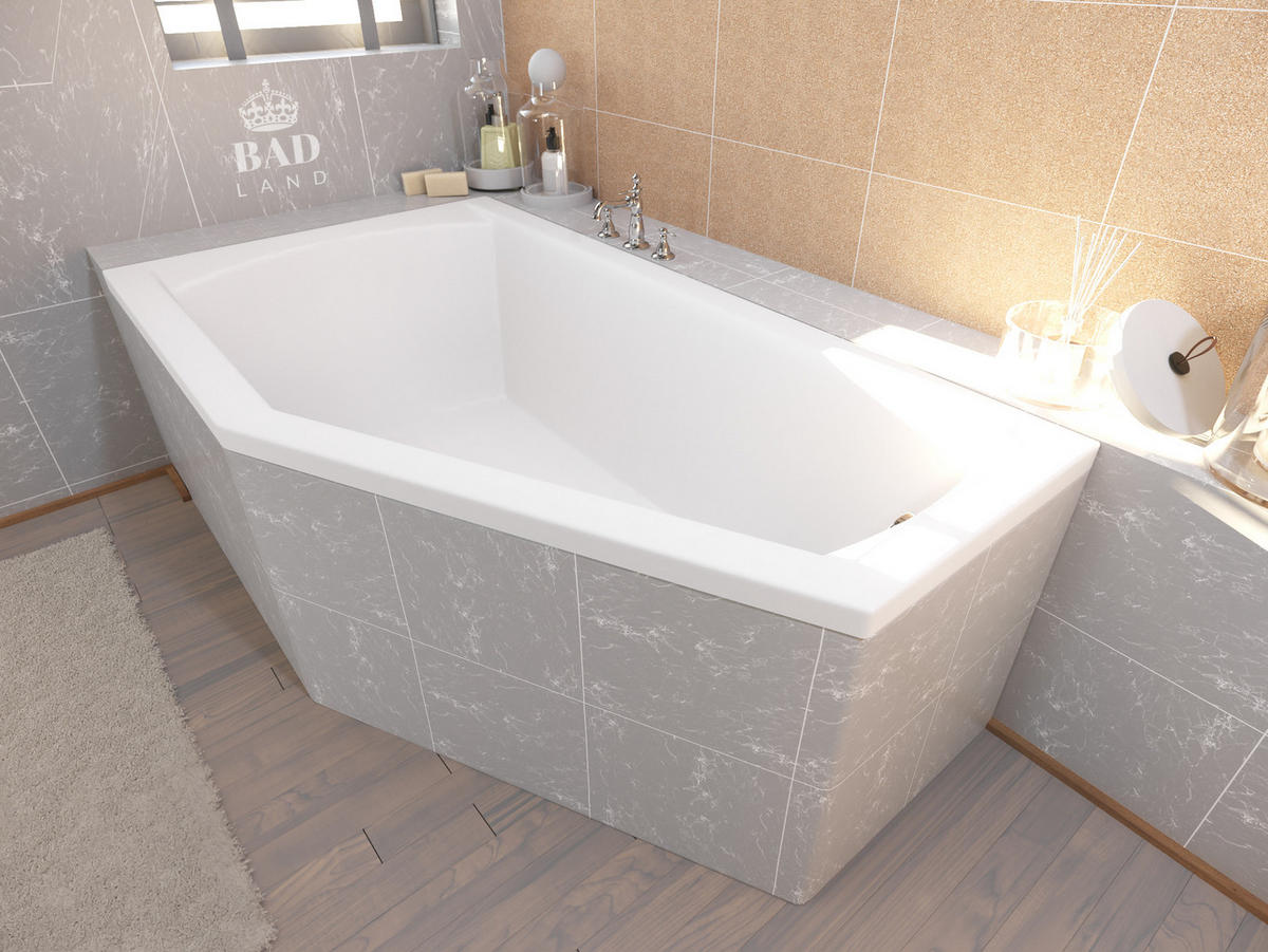 BADEWANNE Eckwanne SELENA 150/90 Links Ablauf & Füße - Weiß, Kunststoff (90/59/150cm) - bad land