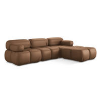 ECKSOFA Beidseitig Kunstleder Braun - Lila/Schwarz, Leder/Kunststoff (285/191cm) - Makamii
