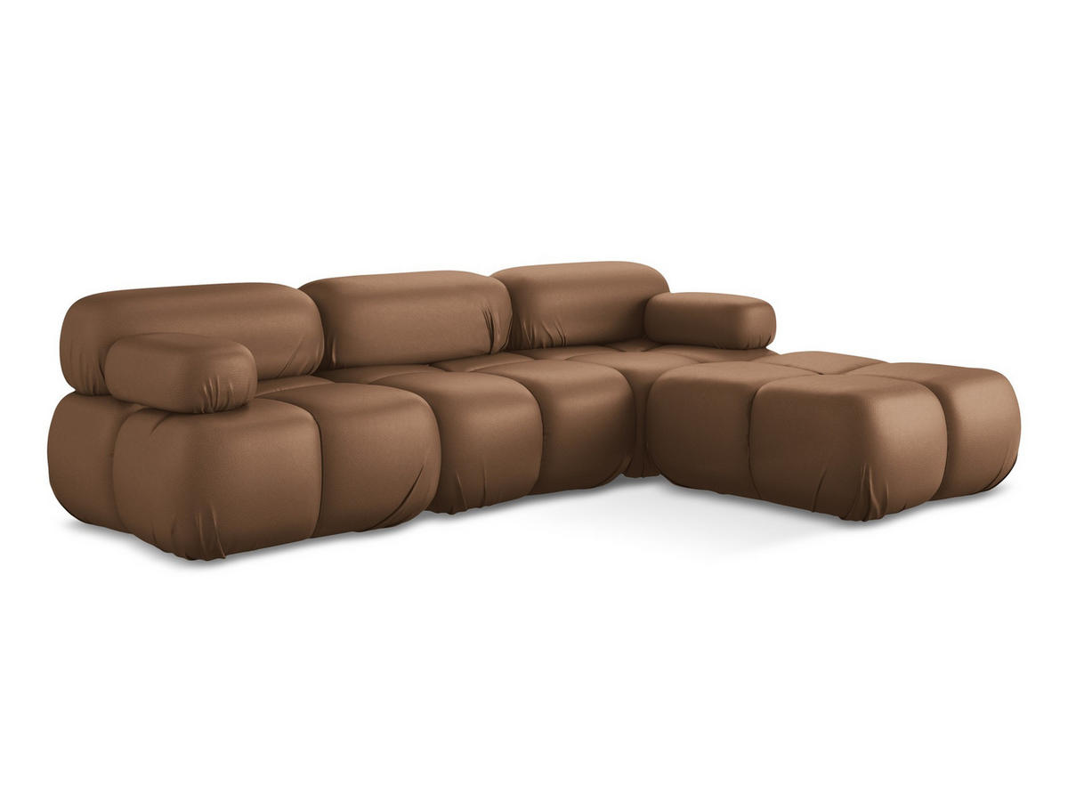 ECKSOFA Beidseitig Kunstleder Braun - Lila/Schwarz, Leder/Kunststoff (285/191cm) - Makamii