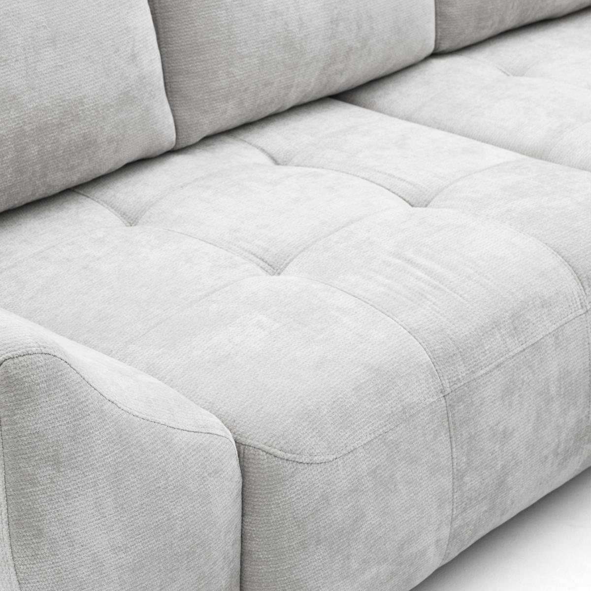 ECKSOFA NICE L Rechts mit Schlaffunktion 137x204 Chenille Hellgrau - Hellgrau/Schwarz, Holz/Textil (165/260cm) - Muffo