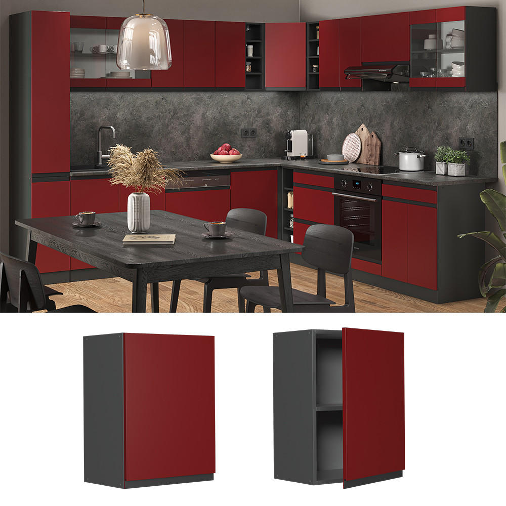 HÄNGESCHRANK R-Line Rot 45 cm J-Shape - Anthrazit/Rot, Holzwerkstoff (45/60/31cm) - Vicco