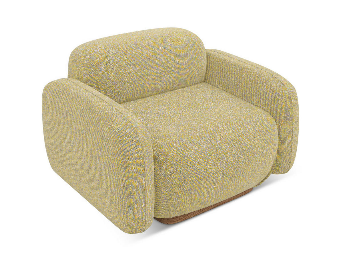 SESSEL Strukturstoff Stoff Gelb - Currygelb/Gelb, Holz/Textil (110/73/95cm) - Makamii