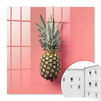 SCHLÜSSELBOX Weiß 30x30 cm – Türöffnung nach rechts - Exotische Ananas - Pink, Metall (30/30/5cm) - TULUP