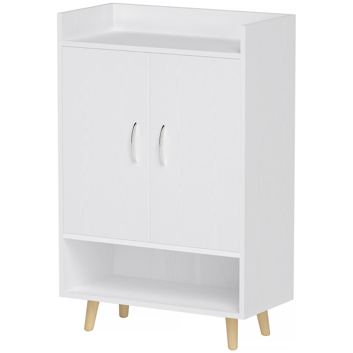 SCHUHSCHRANK DE-09688 mit Türen und Regalen, moderne Schuhkommode Weiß - Weiß, Holzwerkstoff (60/92/30cm) - ComfortXL