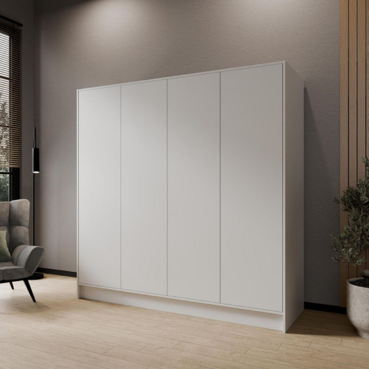SCHRANK Weiß 200 ALA Ohne Spiegel Ohne Griffe Mit Spiegel - Weiß, Holzwerkstoff (200/200/51cm) - Sepro Meble