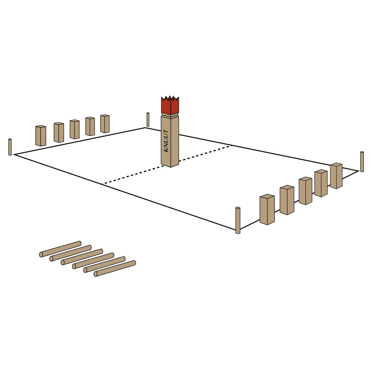 KUBB Knuut mit Stoffbeutel - Braun, Holz (20/30cm) - Toyfel