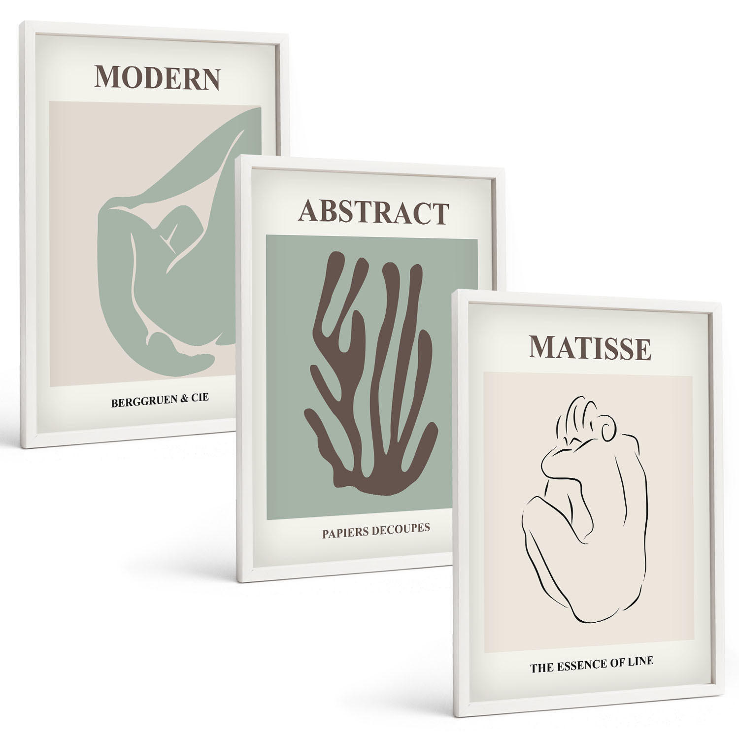 BILDER SET 3er Set - 40x60 cm Weißer Rahmen - Matisses stilvolle abstrakte Gemälde - Weiß, Kunststoff (40/60cm) - TULUP