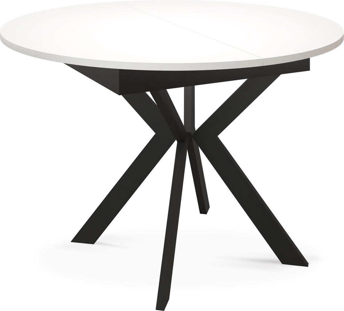 ESSTISCH Lily runder ausziehbarer, Weiß 100-140/100/76 cm - Schwarz/Weiß, Holzwerkstoff/Metall (100/100/76cm) - WFL GROUP