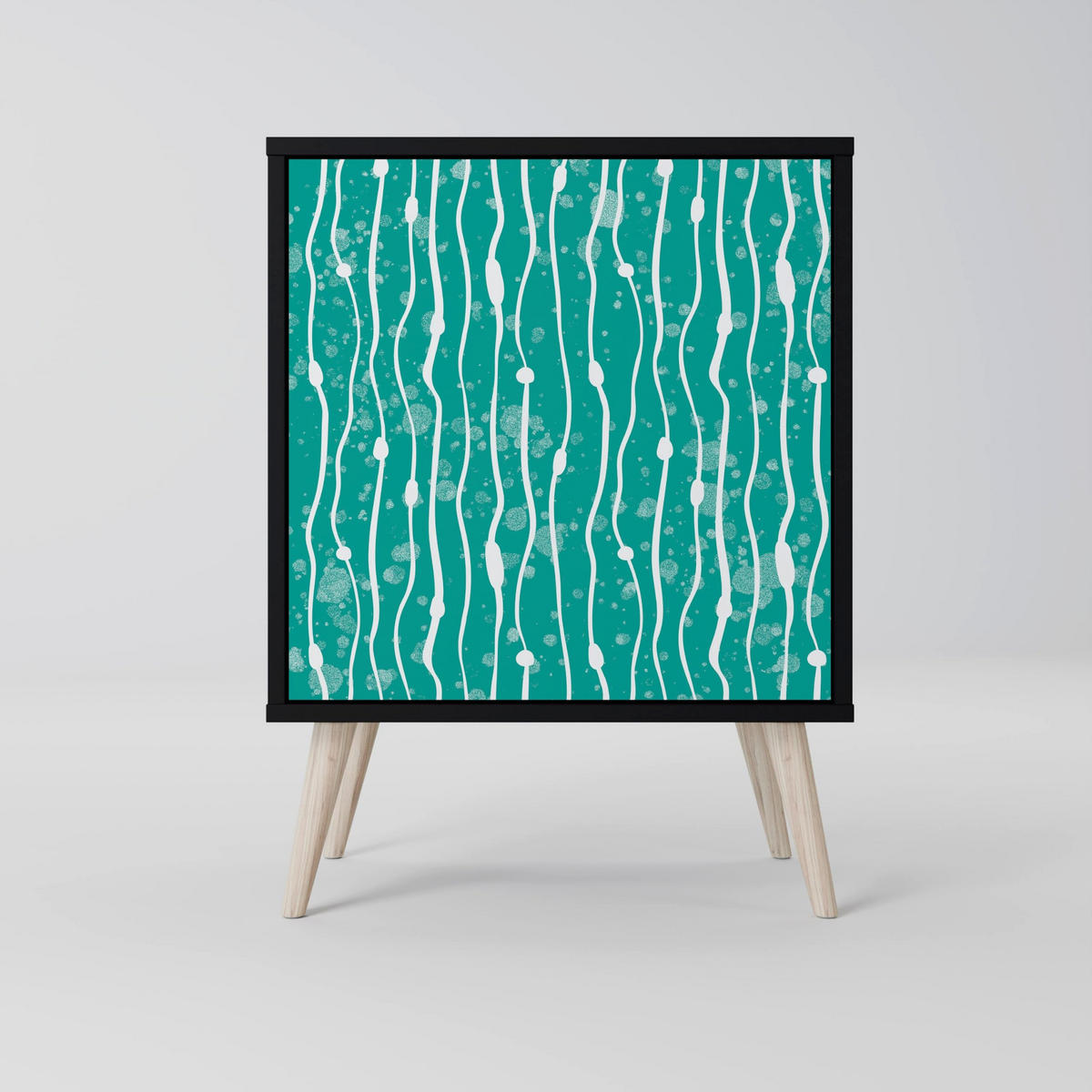 SIDEBOARD TURQUOISE RAIN, Schwarz, 57,5x42x72,5 cm, Schwarze Metallfüße - Multicolor/Schwarz, Holzwerkstoff/Metall (57.5/72.5/42cm) - SpaceRebels