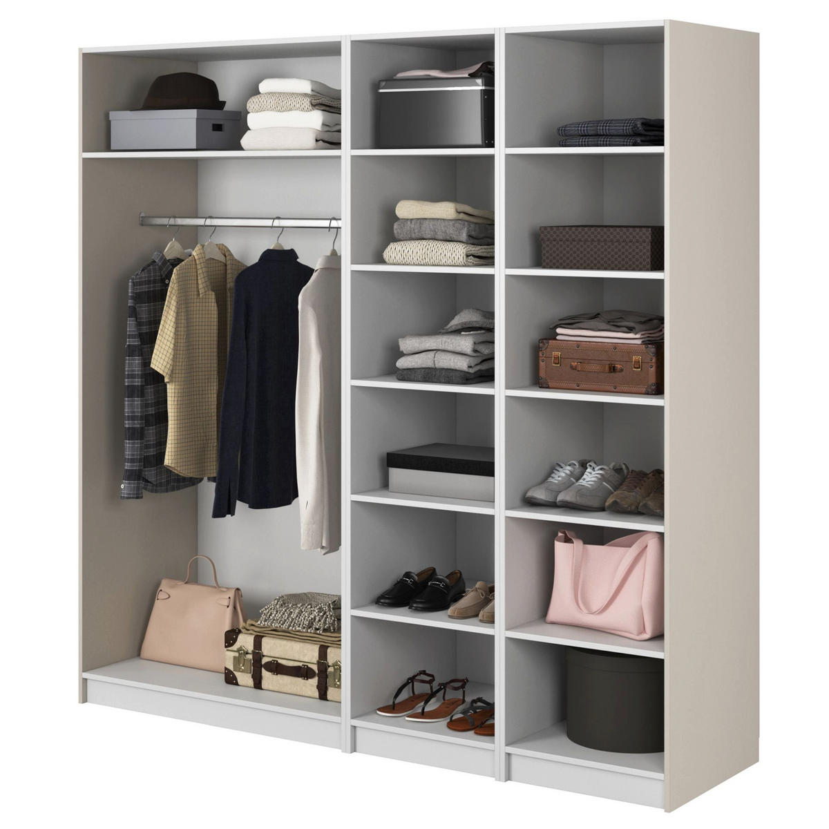 KLEIDERSCHRANK Frame Greige 200 cm - Taupe/Goldfarben, Holzwerkstoff/Metall (200/200.5/57cm) - Selsey