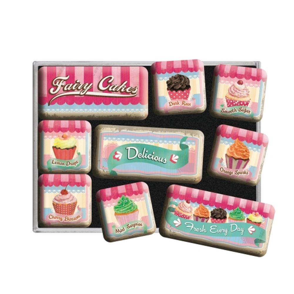 MAGNETSET 9-teilig Home & Country Fairy Cakes - Multicolor, Metall (9/7/2cm) - Nostalgic-Art