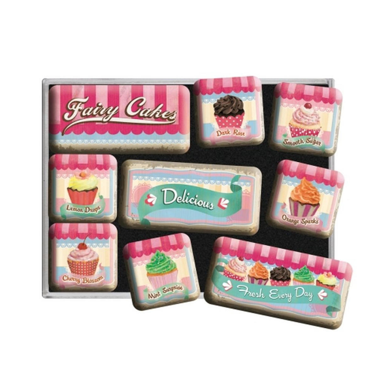 MAGNETSET 9-teilig Home & Country Fairy Cakes - Multicolor, Metall (9/7/2cm) - Nostalgic-Art