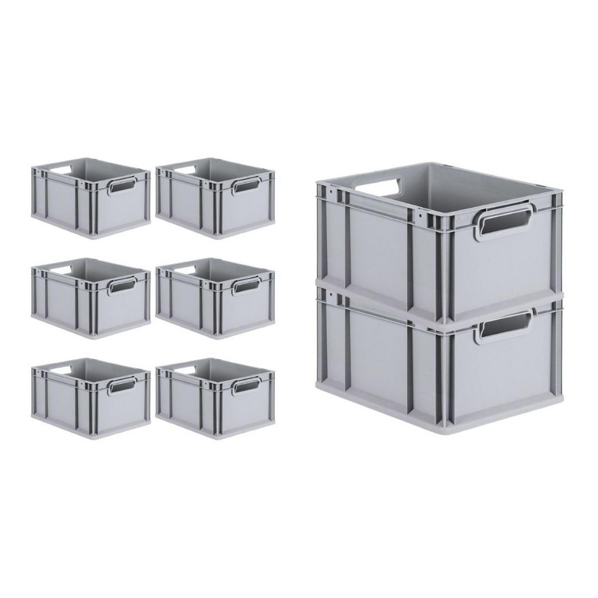 EUROBOX 8x Nextgen Economy Mit Scharnierdeckel Grau/GrünGriffe Offen 20 Liter - Grün, Kunststoff (30/22/40cm) - PROREGAL